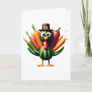 Thanksgiving Turkey Made of Vegetables Card