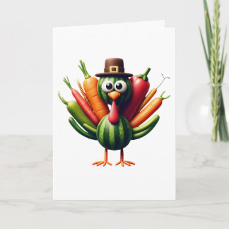 Thanksgiving Turkey Made of Vegetables Card