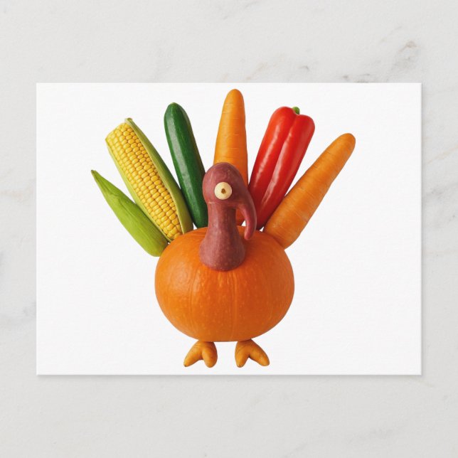 Thanksgiving Turkey Made Of Veggies Postcard (Front)