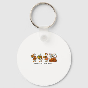 Thanksgiving Turkey Men Women Kids Gobble Till You Keychain