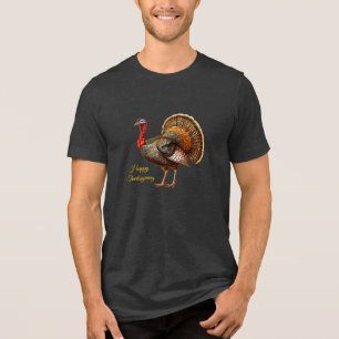 Thanksgiving Turkey Men's T-Shirt Tri-Bl Tri-Blend Shirt