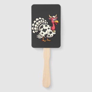 Thanksgiving Turkey Moo Cow Head Funny Fall Family Hand Fan