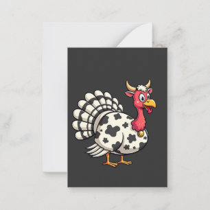 Thanksgiving Turkey Moo Cow Head Funny Fall Family Note Card