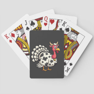 Thanksgiving Turkey Moo Cow Head Funny Fall Family Poker Cards