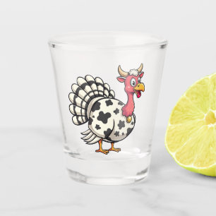 Thanksgiving Turkey Moo Cow Head Funny Fall Family Shot Glass