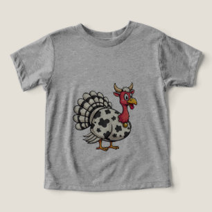 Thanksgiving Turkey Moo Cow Head Funny Fall Family Toddler T-shirt