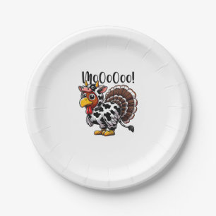 Thanksgiving Turkey Moo Cow Head Funny Fall Men Wo Paper Plates