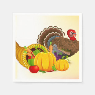 Thanksgiving Turkey Napkin/Standard White Cocktail Napkins
