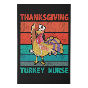 Thanksgiving Turkey Nurse Funny Retro Nurse Gift Faux Canvas Print