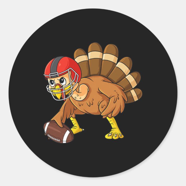 Thanksgiving Turkey Offensive Center Football Boys Classic Round Sticker (Front)