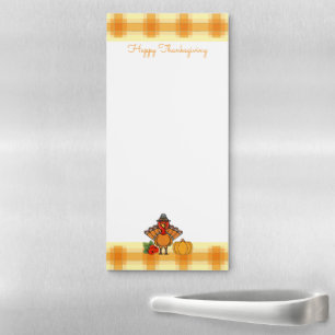 Thanksgiving Turkey Orange Gingham Shopping List Magnetic Notepad