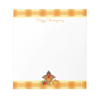 Thanksgiving Turkey Orange Gingham Shopping List Notepad