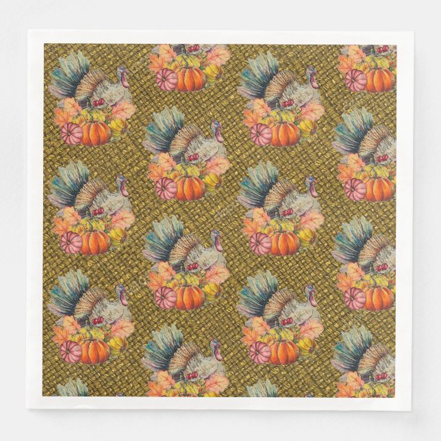Thanksgiving Turkey  Paper Dinner Napkins (Front)