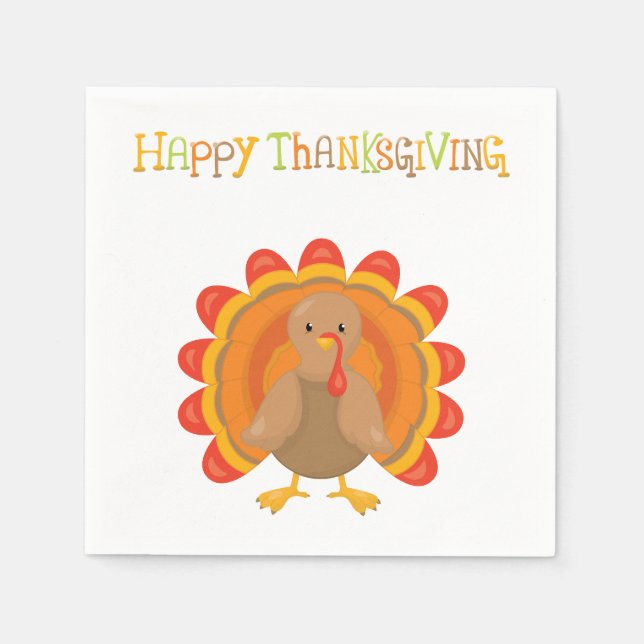 Thanksgiving Turkey Paper Napkins (Front)