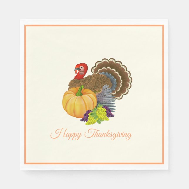 Thanksgiving Turkey Paper Napkins (Front)