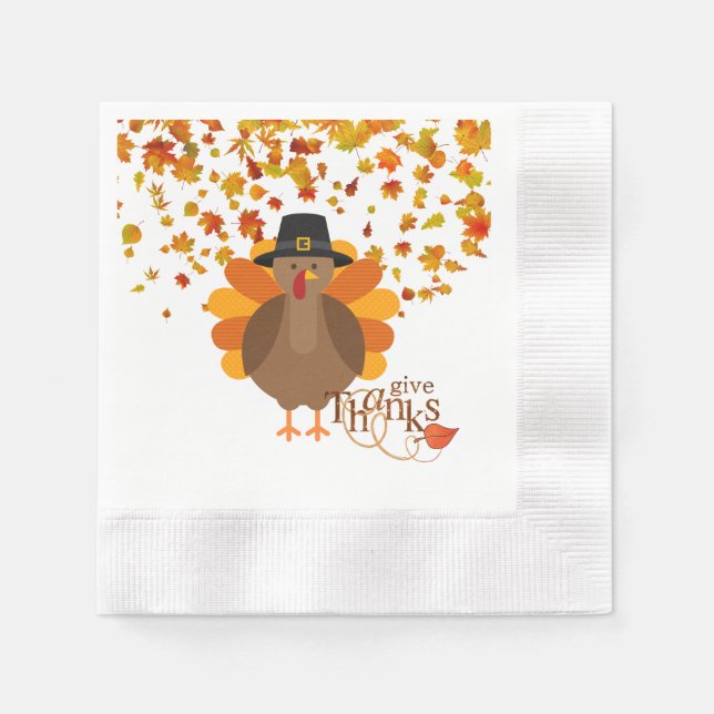 Thanksgiving Turkey Paper Napkins/Cocktail Napkins (Front)