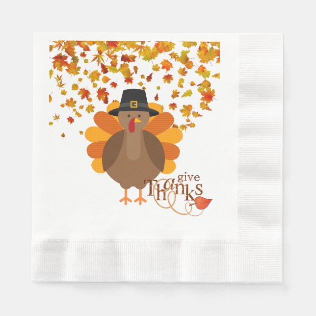 Thanksgiving Turkey Paper Napkins/Luncheon Napkins (Front)