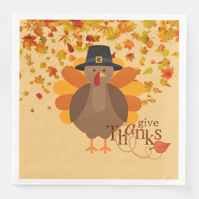 Thanksgiving Turkey Paper Napkins/Standard Dinner Paper Dinner Napkins (Front)