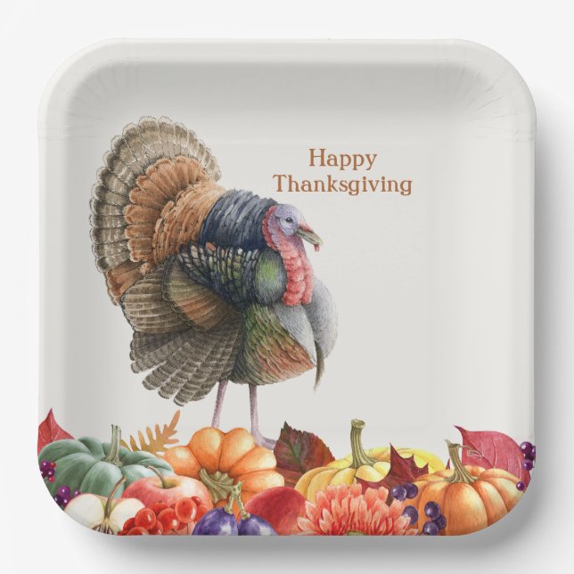 Thanksgiving Turkey Paper Plate (Front)