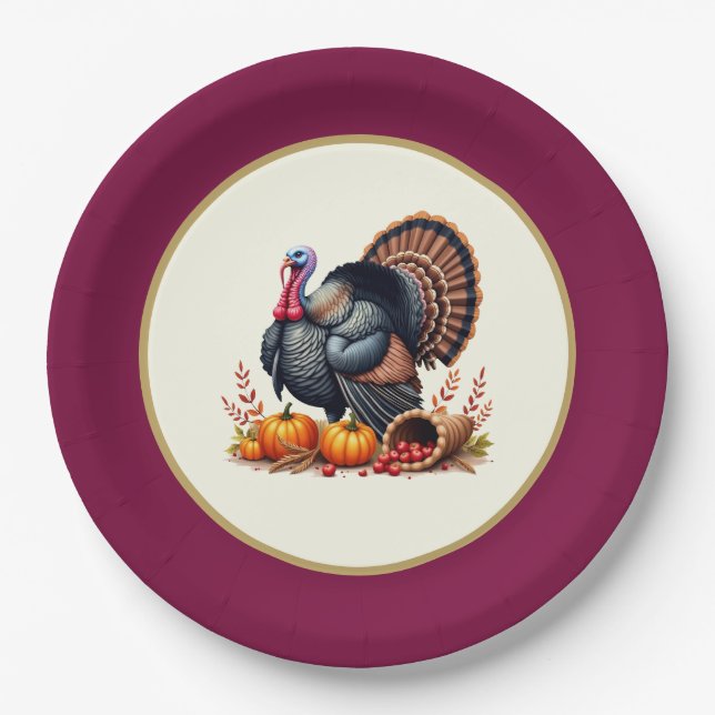 Thanksgiving Turkey  Paper Plates (Front)
