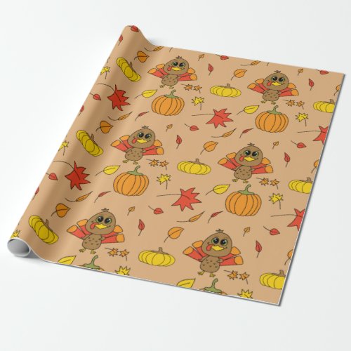 Thanksgiving Turkey Pattern Wrapping Paper