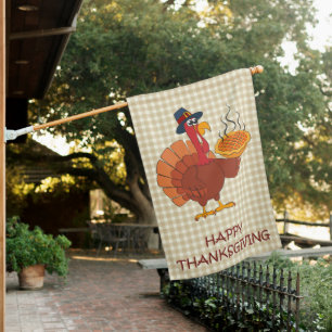 Thanksgiving Turkey & Pie House Flag