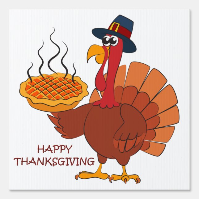 Thanksgiving Turkey & Pie Yard Sign (Front)