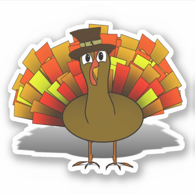 Thanksgiving Turkey Pilgrim Sticker (Front)