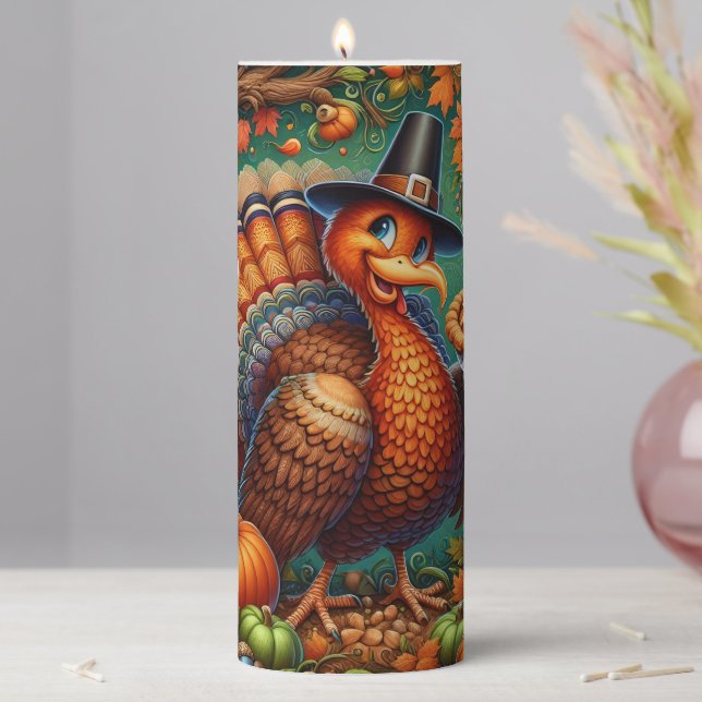 Thanksgiving Turkey Pillar Candle (In Situ)