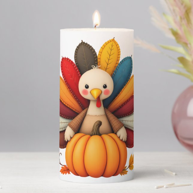 Thanksgiving Turkey Pillar Candle (In Situ)