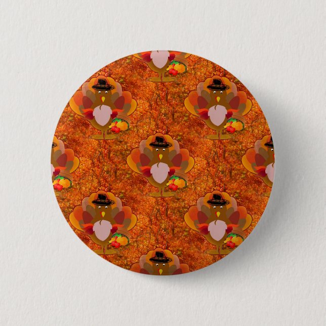 thanksgiving turkey pinback button (Front)