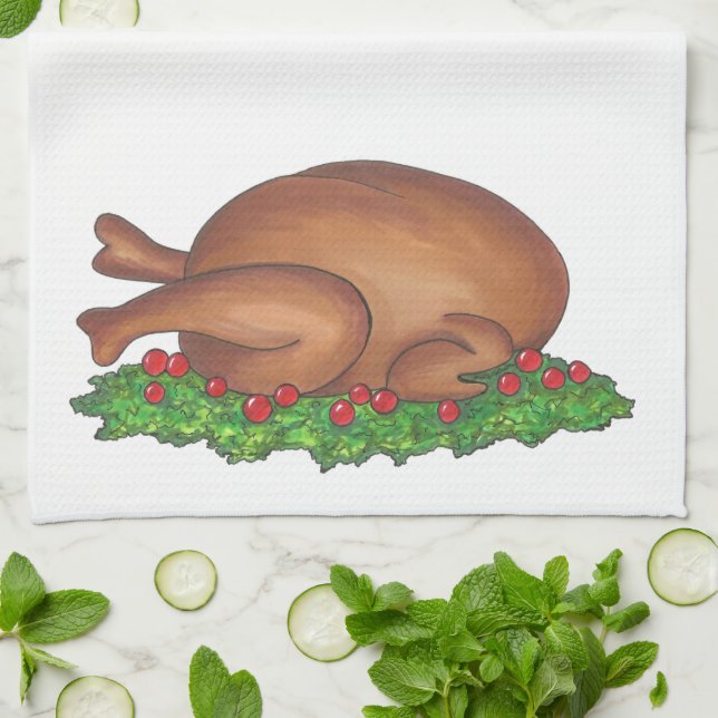 Thanksgiving Turkey Platter Christmas Holiday Food Kitchen Towel (Folded)