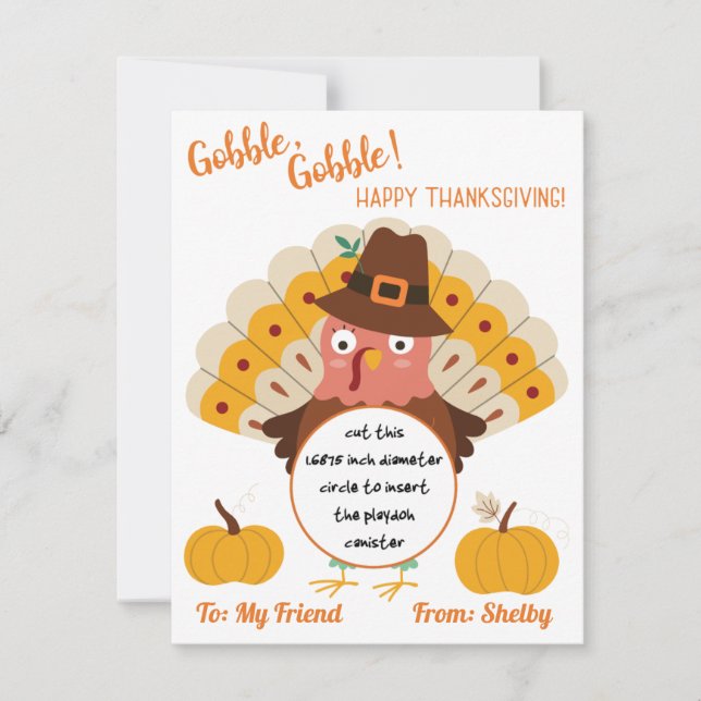 Thanksgiving Turkey Play Doh Gift Card (Front)