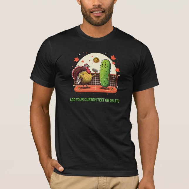 Thanksgiving Turkey Playing Pickleball Sports T-Shirt (Front)