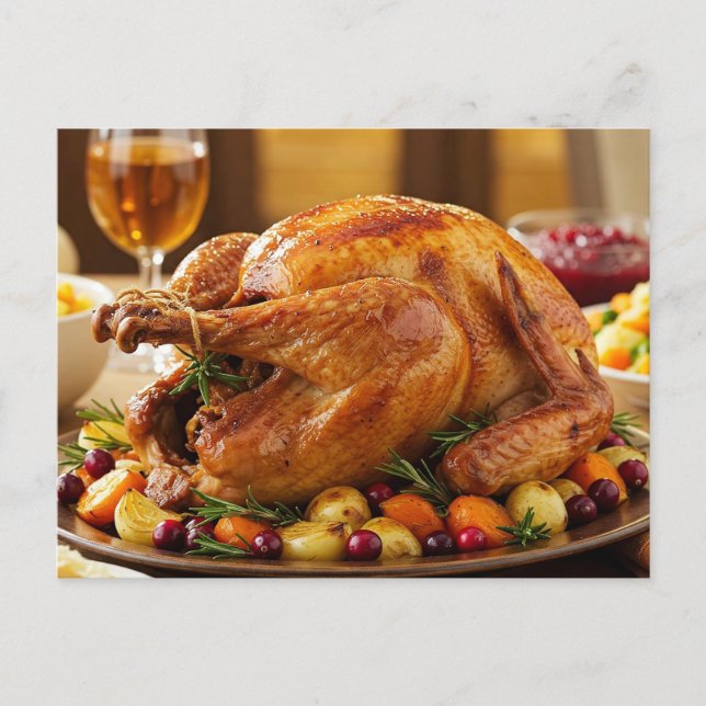 Thanksgiving Turkey Postcard Cozy Holiday Dinner (Front)