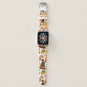 Thanksgiving Turkey Pumpkin Fall Pattern Apple Watch Band