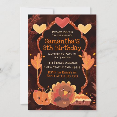 Thanksgiving Turkey Pumpkin Pie Invitation