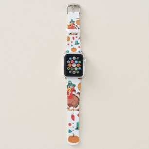 Thanksgiving Turkey Pumpkin Pie Pattern Apple Watch Band