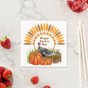 Thanksgiving Turkey Pumpkins Holiday Napkins