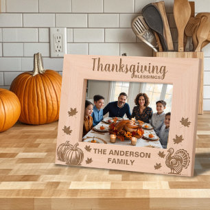 Thanksgiving Turkey Pumpkins Leaves Custom Engraved Frames