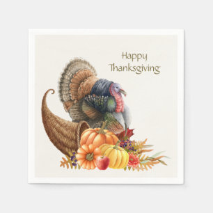 Thanksgiving Turkey Pumpkins Napkin