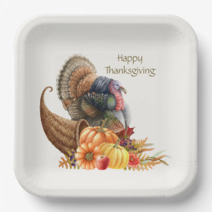 Thanksgiving Turkey Pumpkins Paper Plate