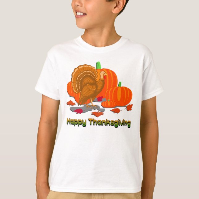 Thanksgiving Turkey Pumpkins T-Shirt (Front)