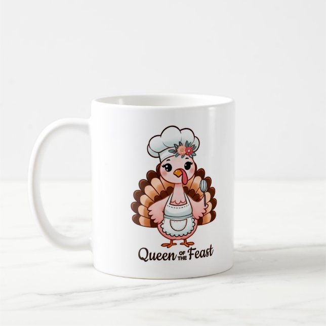 Thanksgiving Turkey Queen - Funny Holiday Design Coffee Mug (Left)