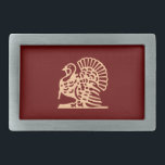 Thanksgiving Turkey Rectangular Belt Buckle<br><div class="desc">Thanksgiving Turkey belt buckle in burgundy and tan that be any color you want simply be clicking on the edit drop down menu and selecting background. The turkey is a picture font so he can be changed to another color at font</div>