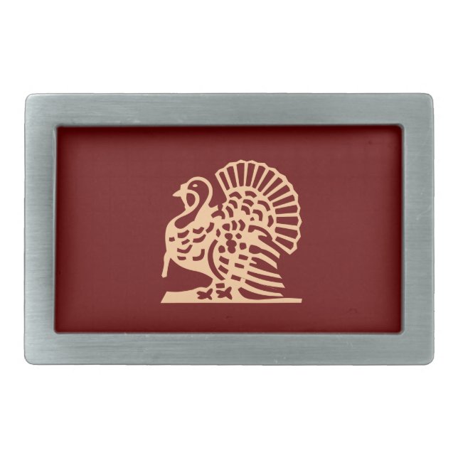 Thanksgiving Turkey Rectangular Belt Buckle (Front)