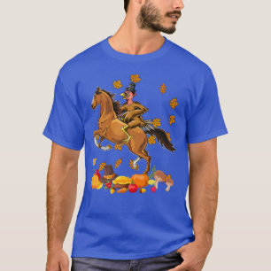 Thanksgiving Turkey Riding Horse Pumpkins Matching T-Shirt