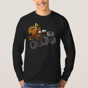 Thanksgiving Turkey Riding Monster Truck Boys Kids T-Shirt