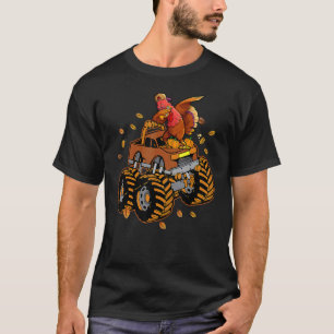 Thanksgiving Turkey Riding Monster Truck Boys Kids T-Shirt