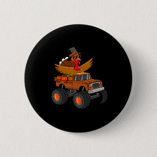 Thanksgiving Turkey Riding Monster Truck Button